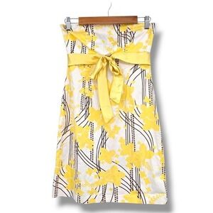 My Michelle Y2K Vintage Strapless Dress Yellow Floral Print Party Dress‎ Size 5